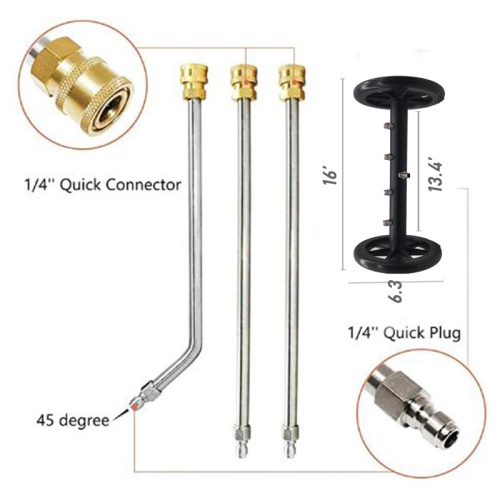 16 inch auto-onderwagenreiniger met 3 verlengstukken