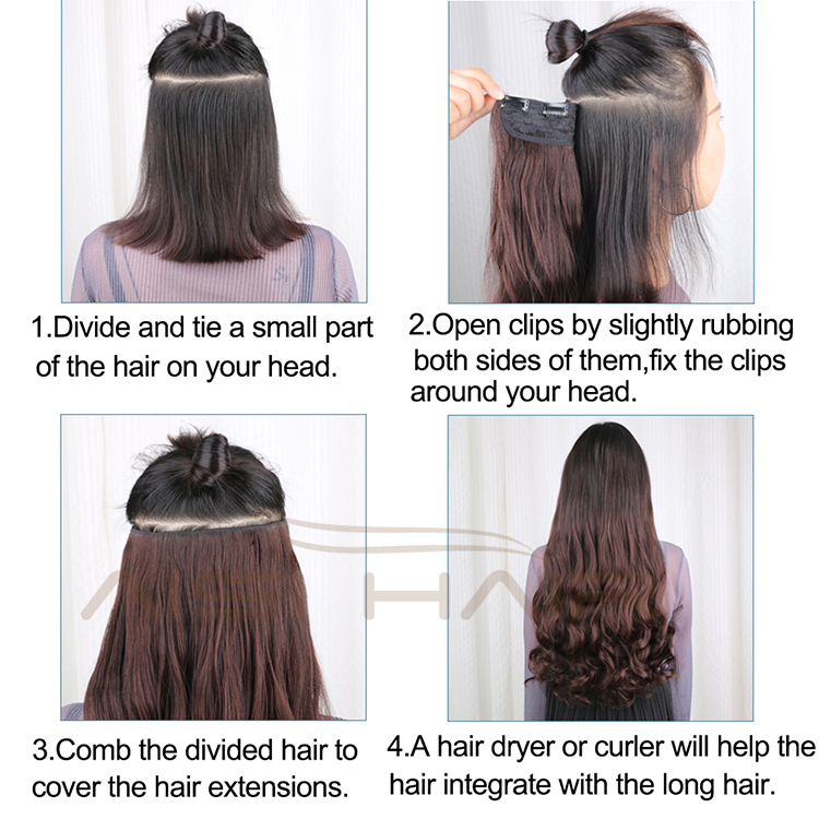 Aisi Hair Women 4 Clips Hair Extensions Natural Wavy Long High Temperature Fiber Synthetic Clip In Hairpieces