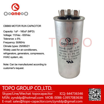 Supco Round Dual Run Capacitor - 80+6mfd 250v