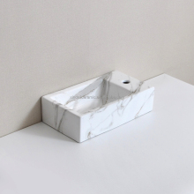 Modern Wall-Mounted Rectangular Solid Surface Ceramic Sink with Cabinet