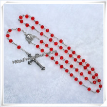 Religious Faceted Glass Beads Rosary Necklace (IO-cr116)