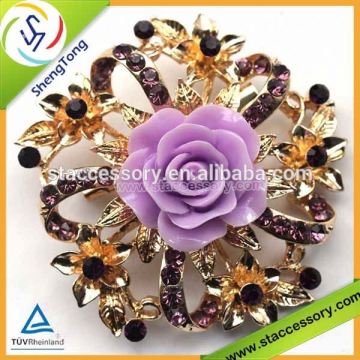 Wholesale Rhinestone Brooch Gold Plated Enamel Metal Flower Brooch