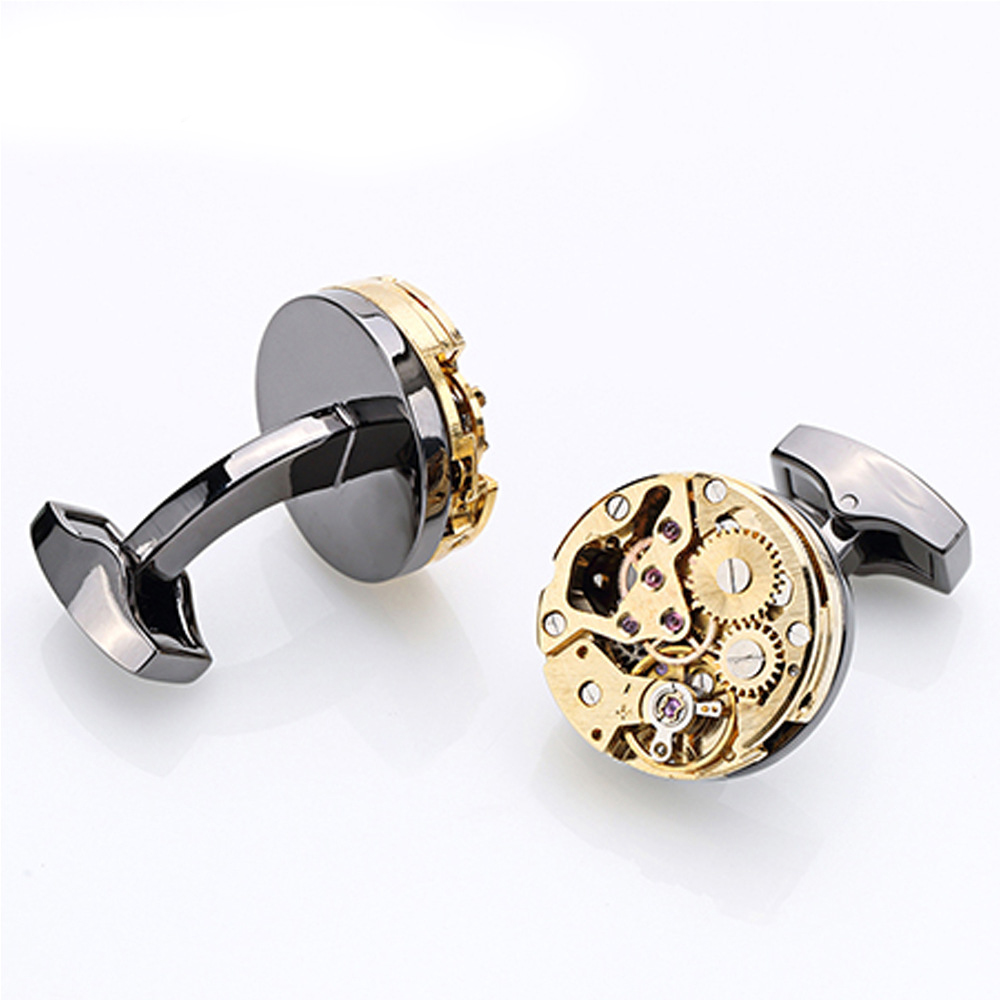 High quality dress clothing accessories mens movement cufflinks gear design custom cuff link blanks