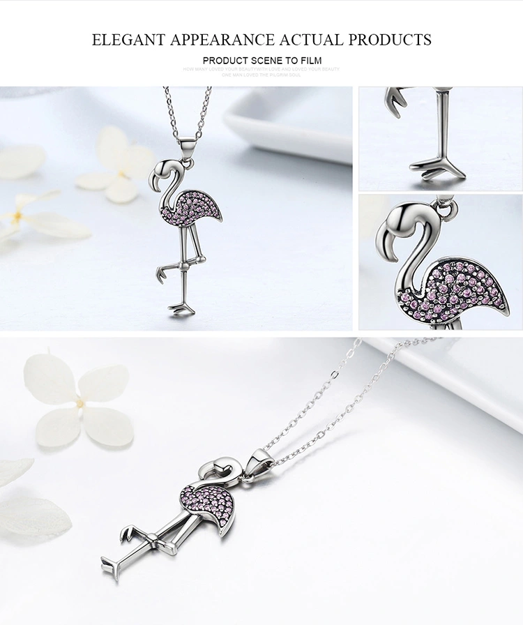 925 Sterling Silver Popular Flamin Bird Animal Pendant Necklaces