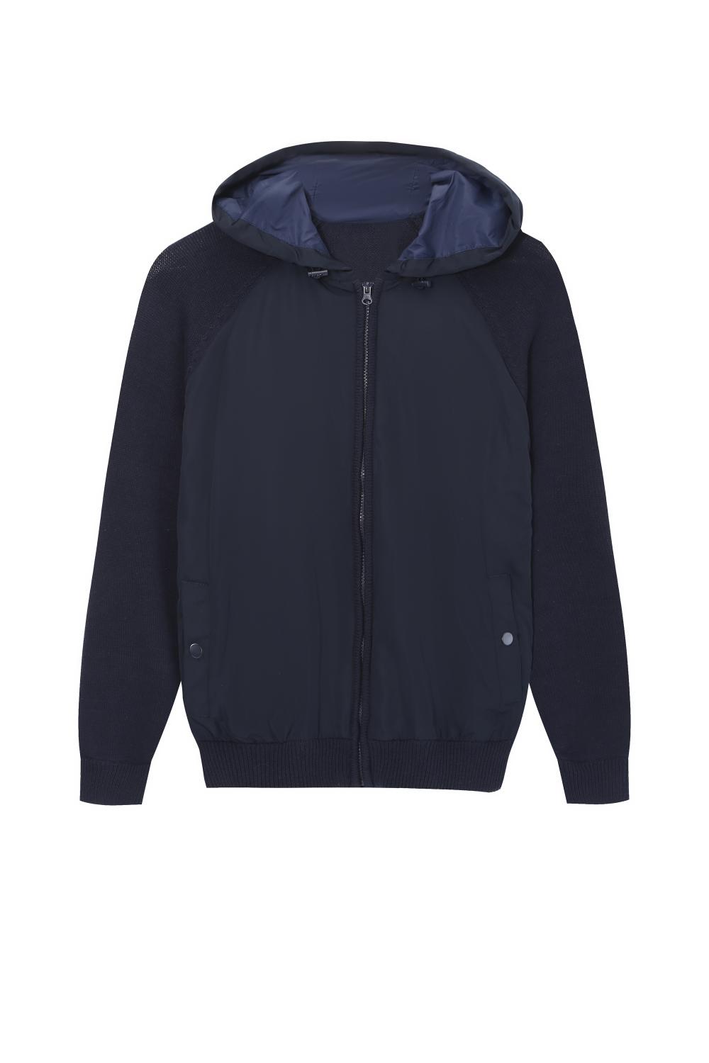 Effen gebreide herenhoodie van gebreide chiffon voorzak