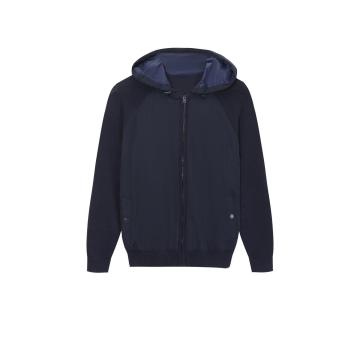 Sweat à capuche en tricot uni avec poche avant en mousseline de soie pour hommes