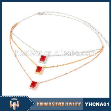 wholesale fashion unqiue design women's jewelry three layer 925 chain necklace