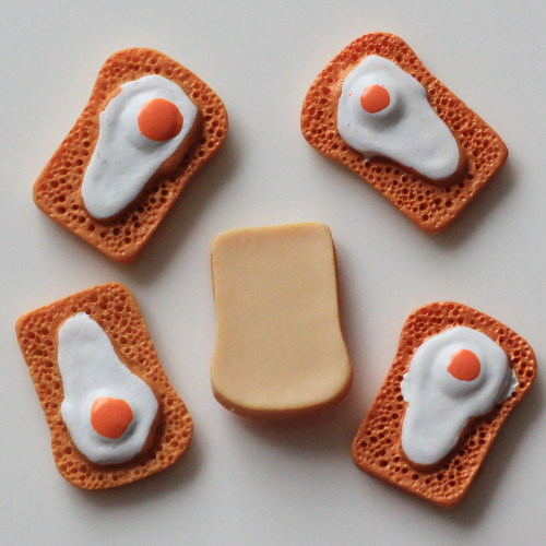 Wholesale Cute 3D Novel Kawaii Fried Egg Bread Resin Loose Beads Flat Back Cabochons Cheap for Slime Toys