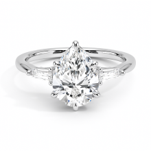 18K Gold Three Stone Pear Cut Diamond Ring