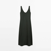 Women's French elegant minimalist style luxurious linen dress