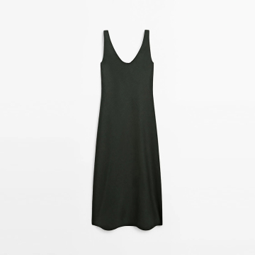 Women's French elegant minimalist style luxurious linen dress