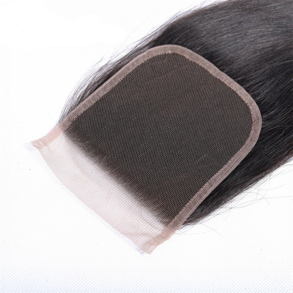 4x4 Lace Closure 100% Human Hair Straight Closure Brazilian Hair Natural Color remy Hair Frontal Closure