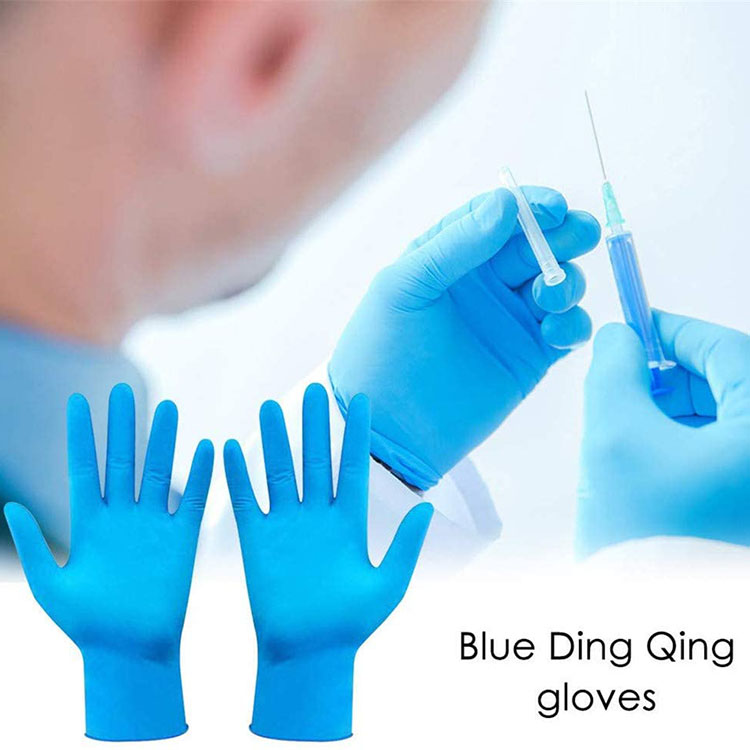 Iiglavu ezingasasebenziyo zeBlue Disposable Nitrile Powder Free