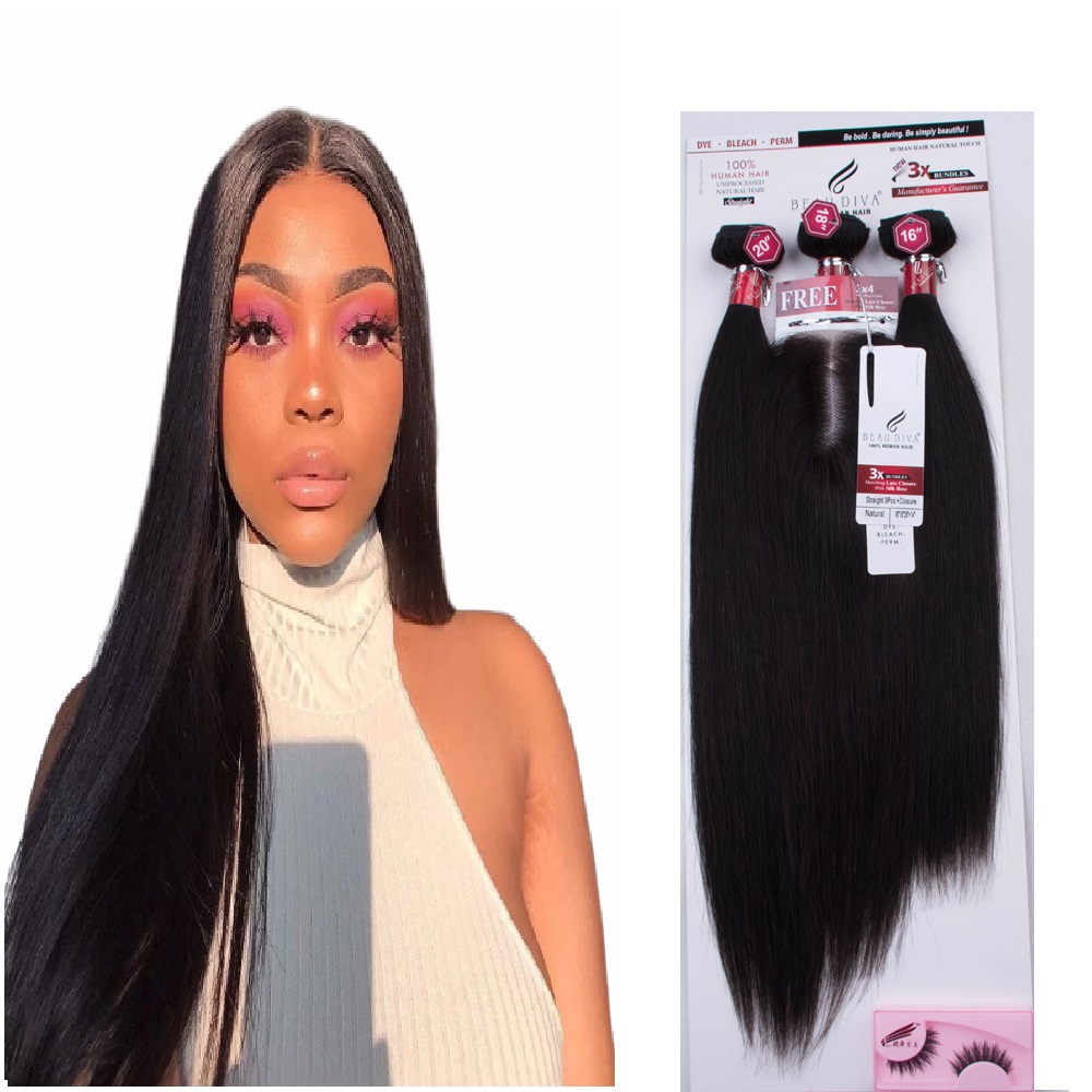 Wholesale excellent quality natural color straight brazilian hair bundles with lace frontal,100% mink virgin hair