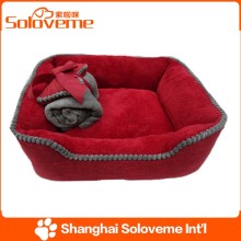 Hot sale soft fashion red dog bed wool with blanket