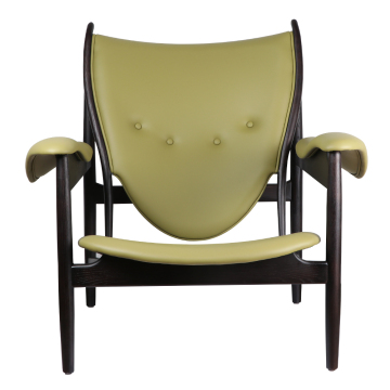 Nordic solid wood green leather sofa chair