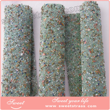 High quality stretch rhinestone mesh trim rhinestone mesh roll