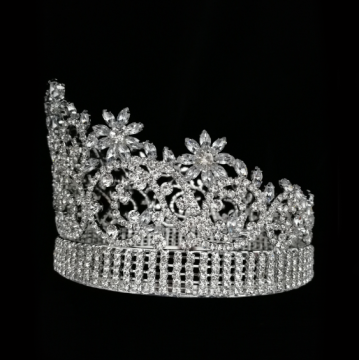 Diamante redondo completo Miss World Crown Tiara de flores