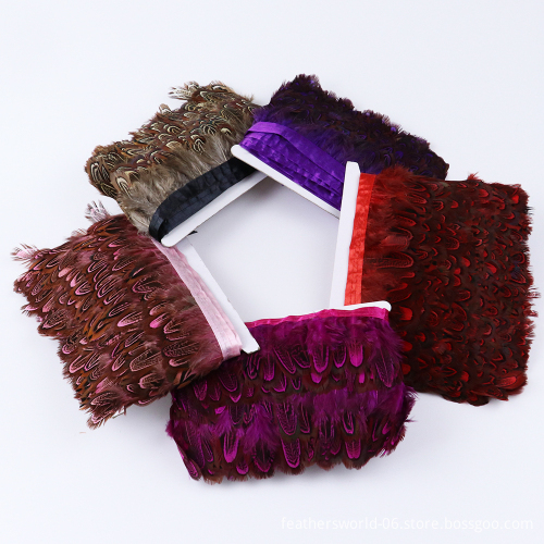 Colorful Chicken and Pheasant Feather Fringe Trim for Crafting, DIY Costumes, and Sewing Projects