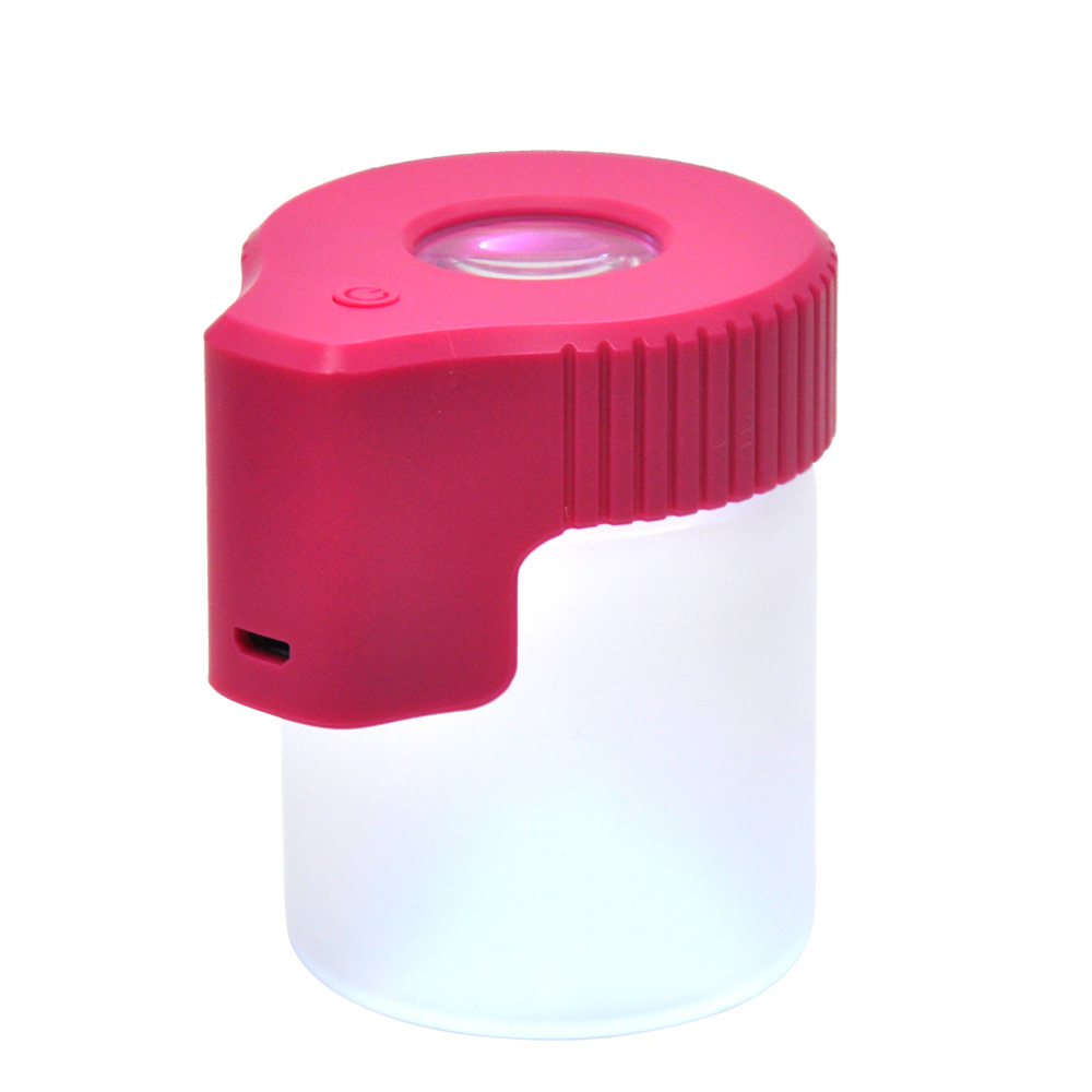 Plastic&Glass Light-Up LED Air Tight Storage Magnifying Jar Viewing Container 155 ML Multi-Use Plastic Pill Box Bottle