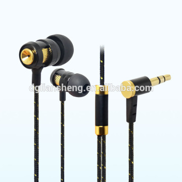 New developed fashion braided fabric cord earphone, braided cable earphones for cell phone