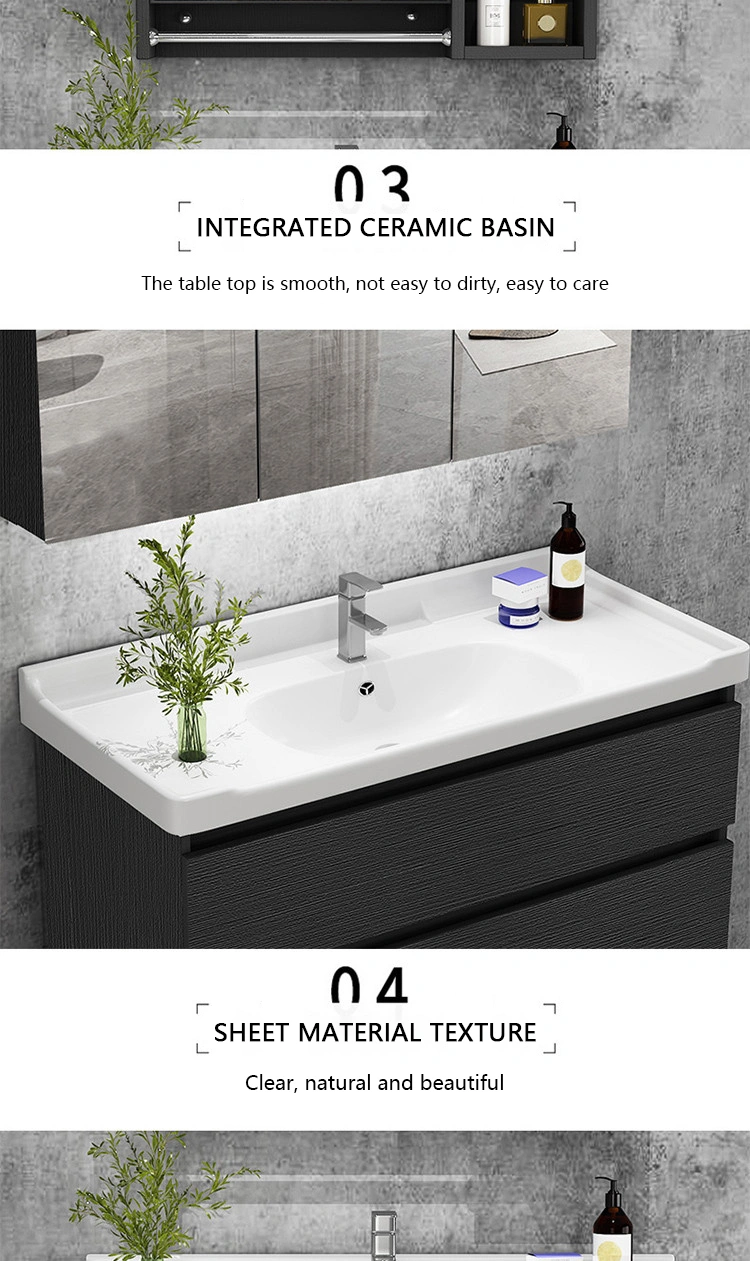 Modern Bathroom Solid Wood Wall Mounted Washbasin Cabinet Design