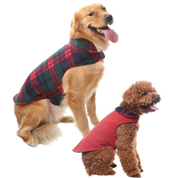 Pakaian musim dingin anjing jaket bulu reversibel