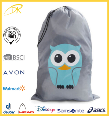 Cartoon printing cute Nylon drawstring laundry bags ,delicates laundry bag for kids