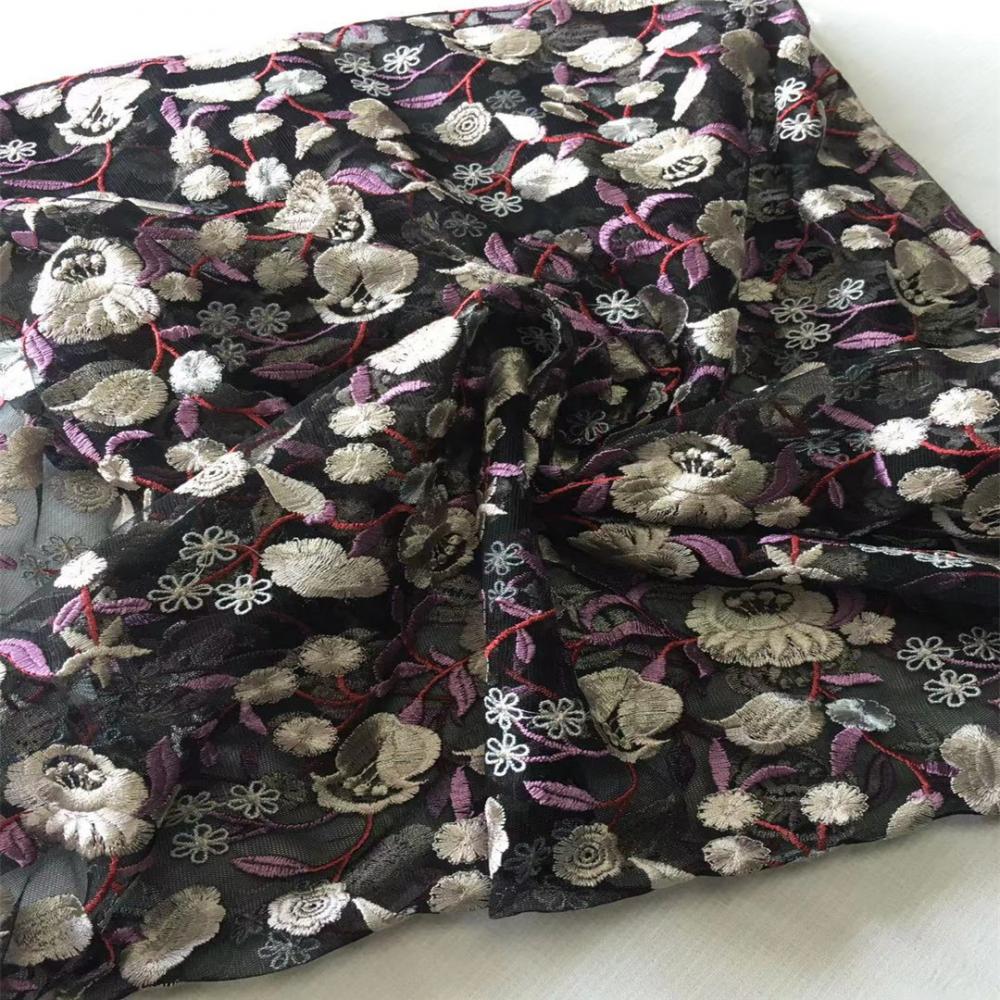 Colorful Small Flower Flat Embroidery Fabric