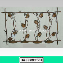 Four Tall Leaves Antique Brown Wrought Iron Sconces