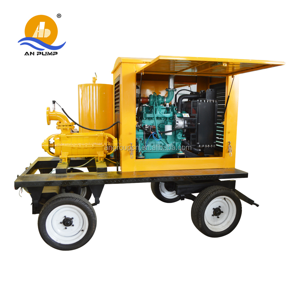 Trailer-mounted diesel pumps for dewatering the pits