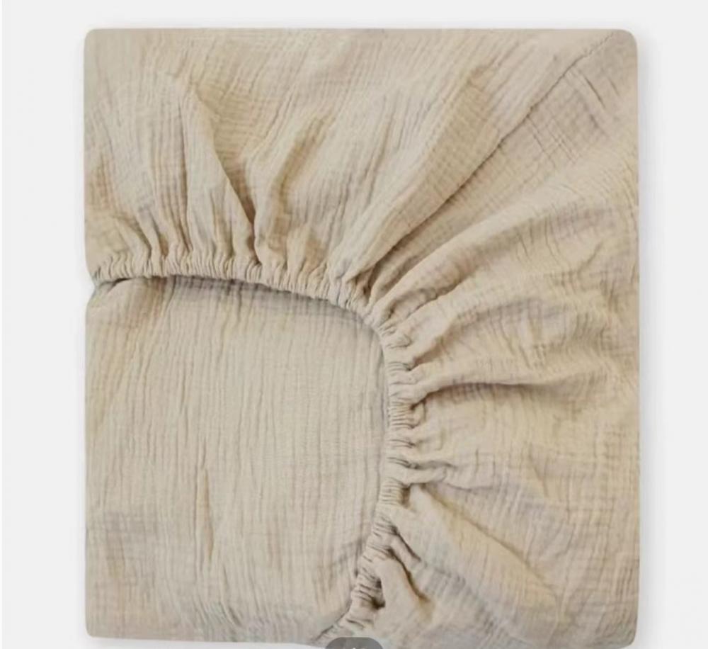 Elastik bantlı% 100 pamuklu krep beşik tabakası 100% cotton crepe crib sheet with elastic band 1