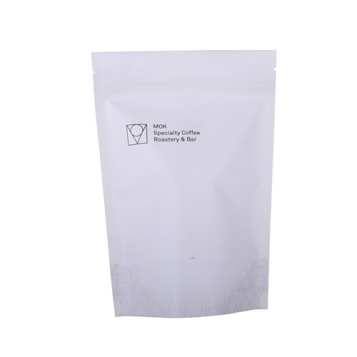 Biobasert kaffepose med ventil hvit kraftpapirpose