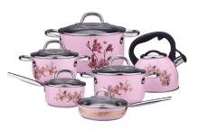 10 piece pink color cooker SS cookware sets