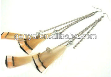 Lady feather Earring with rhinestone