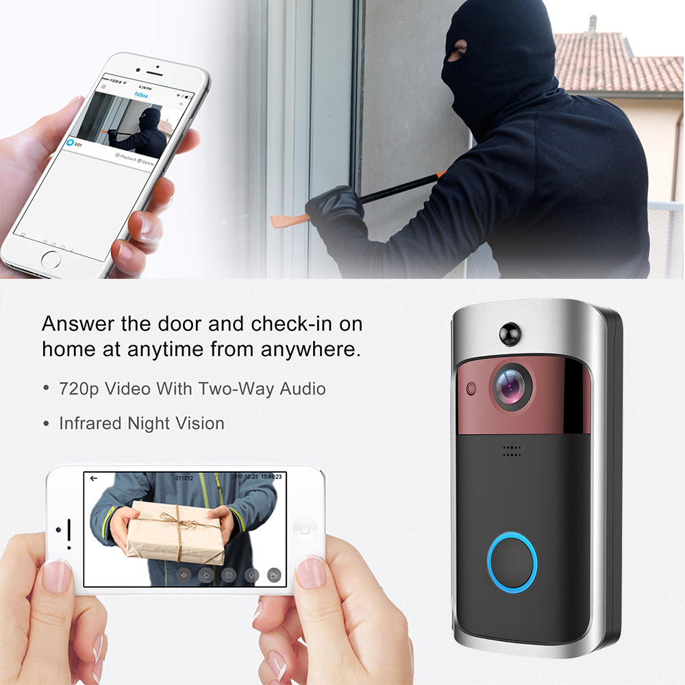 EKEN V5 WIFI Doorbell Smart IP Video Intercom Video Door Phone Door Bell Camera For Apartments IR Alarm Wireless Security Camera