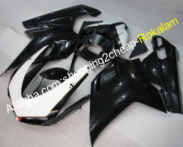 Aftermarket Bodywork Kit for Ducati 848 1098 2007-2011 1098S 1198 (Black/White Fairings)