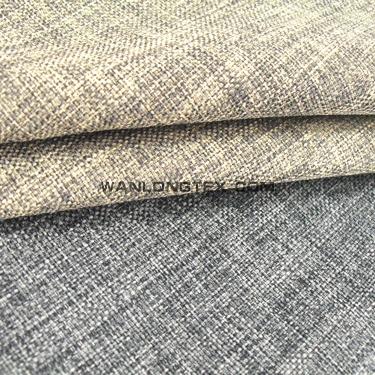 flocking Polyester Linen look upholstery fabric for sofa
