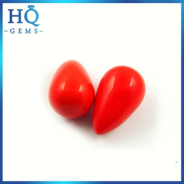 Drop glass cabochon Coral gems