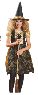 witch dress with hat&Child Halloween witch costume&gilrs halloween gift