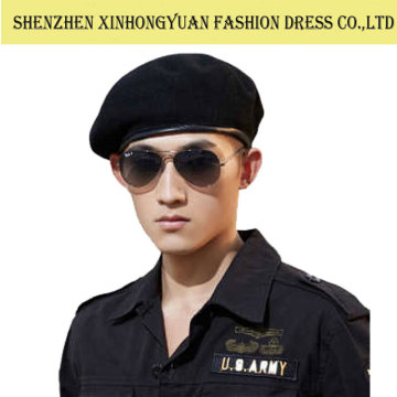 Wool black military beret and Army beret hat