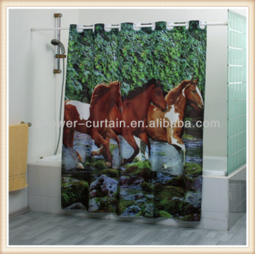 dark green leaf horse shower curtain