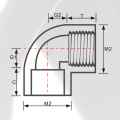 Cotovelo fêmea ASTM SCH80 UPVC 90 ° cinza escuro