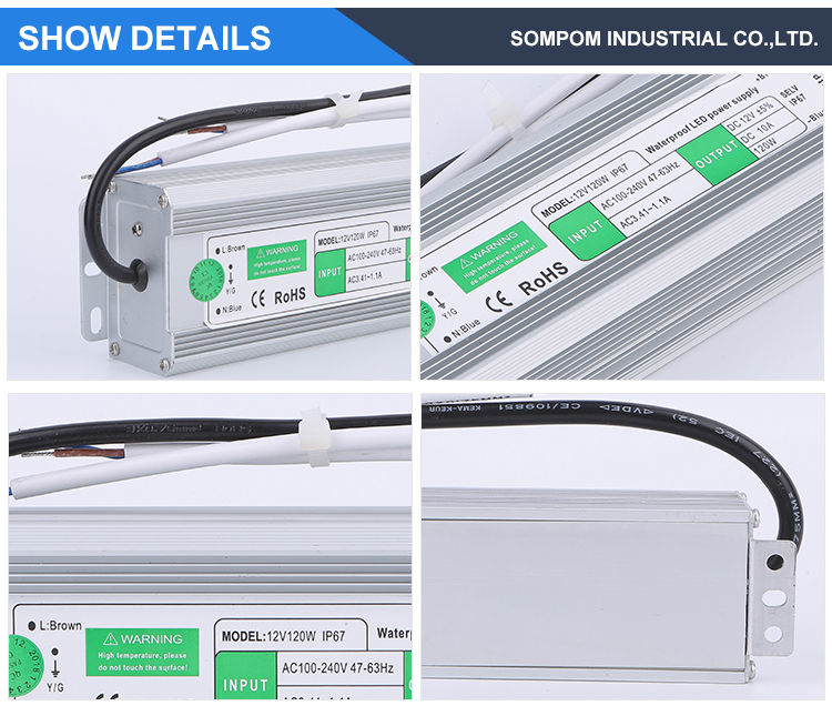 Sompom 120W waterproof LED power supply reliable 12V 10A led driver