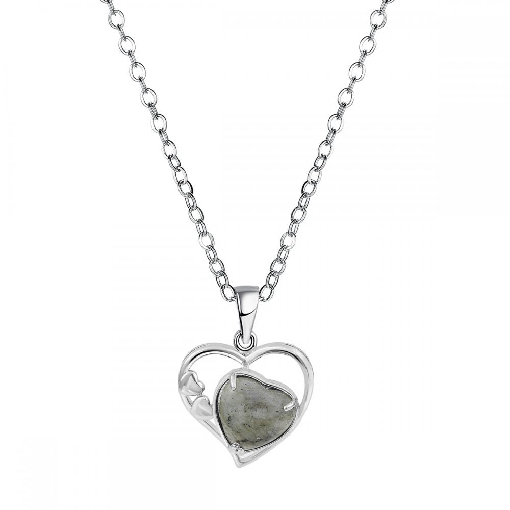 Labradorita amor Heart Birthstone colgantes de piedras preciosas para mujeres