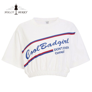 O-Neck Letter Printing High Waist Women Blouse Tops