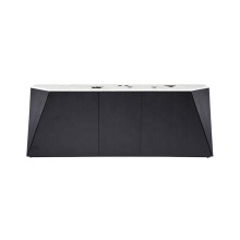 Italian luxury sideboard leather designer sideboard hotel furniture solid wood drawer modern sideboard cabinet black