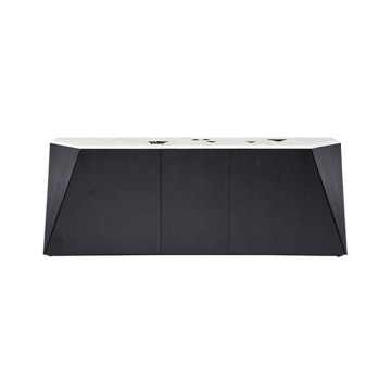 Italian luxury sideboard leather designer sideboard hotel furniture solid wood drawer modern sideboard cabinet black