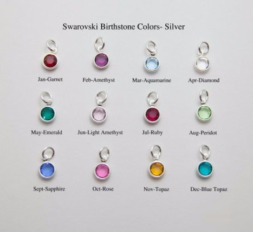 Sterling Silver Jewelry, 925 Sterling Silver Jewelry Wholesale Crystal, Birthstone Charm Sterling Silver Jewelry PT90016