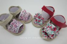 floral fabric barefoot baby sandal for babies